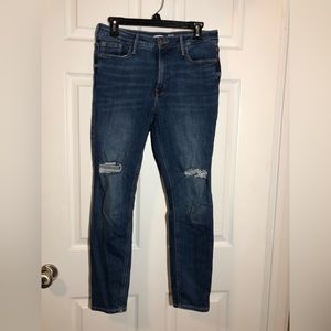 High rise ripped jeans